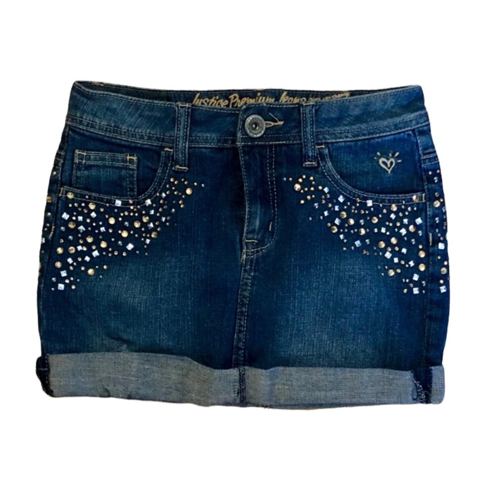 Justice Rhinestone Jean Skort girl’s size 14S